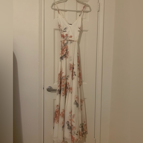 Lulu’s cream floral print wrap maxi dress - Picture 3 of 6